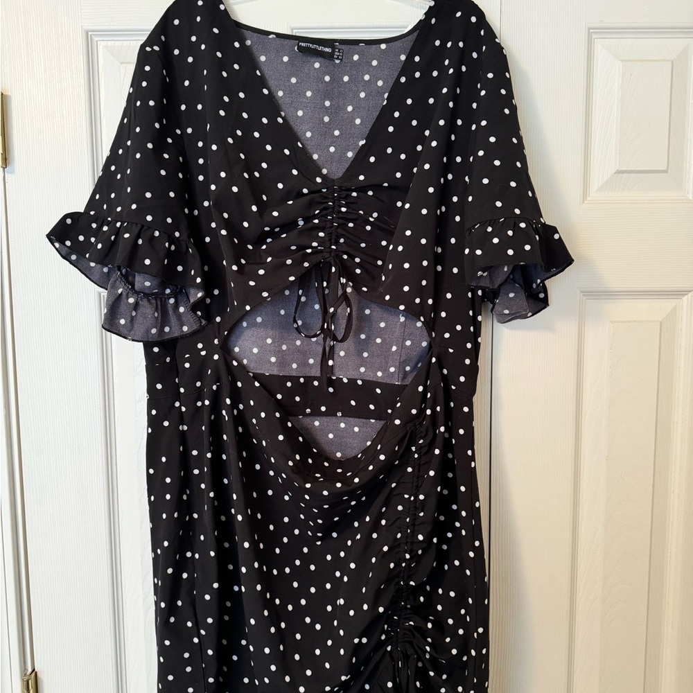 PrettyLittleThing Black and White Polka Dot Mini Dress